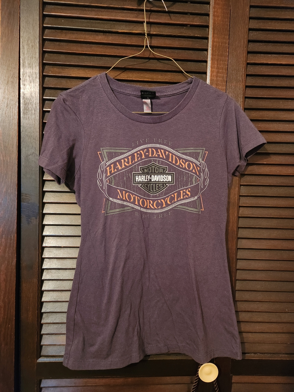 Harley-Davidson Plum Tee with Orange and Cream Logo